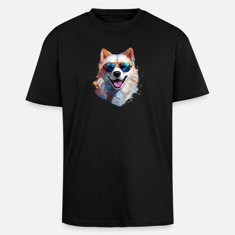 Samojede mit Sonnenbrille - Oversized Heavyweight Unisex T-Shirt - Schwarz