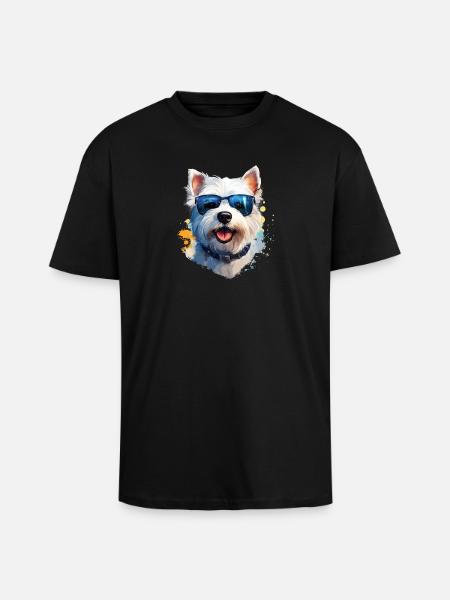 Westie with sunglasses - Unisex Oversized Heavyweight T-shirt - black