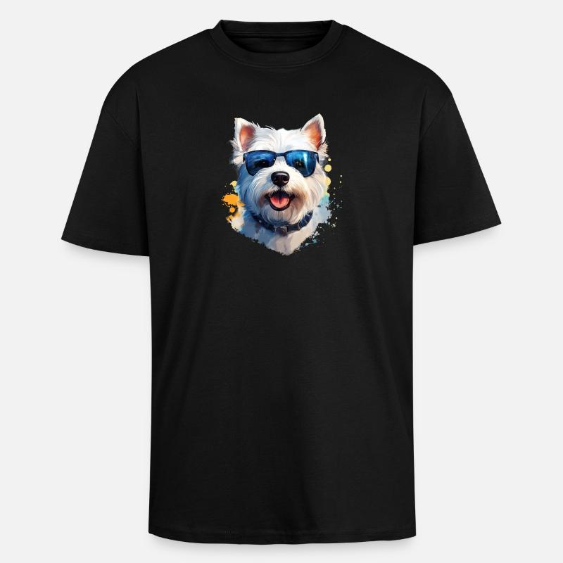Westie mit Sonnenbrille - Oversized Heavyweight Unisex T-Shirt - Schwarz