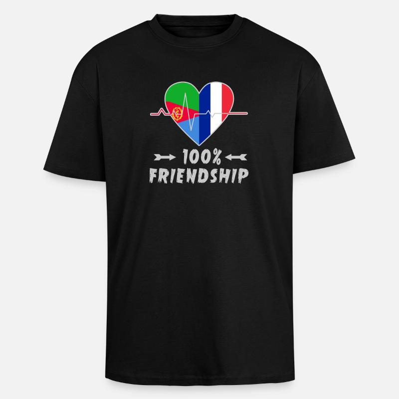 Eritrea und Frankreich 100% Freundschaft - Oversized Heavyweight Unisex T-Shirt - Schwarz