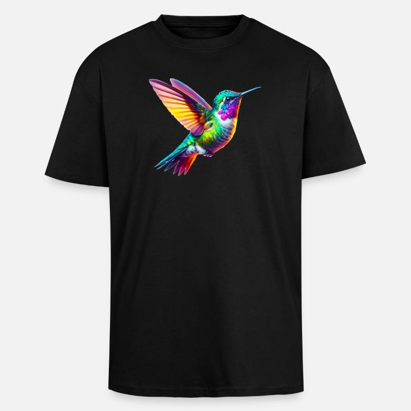 Kolibri - Oversized Heavyweight Unisex T-Shirt - Schwarz