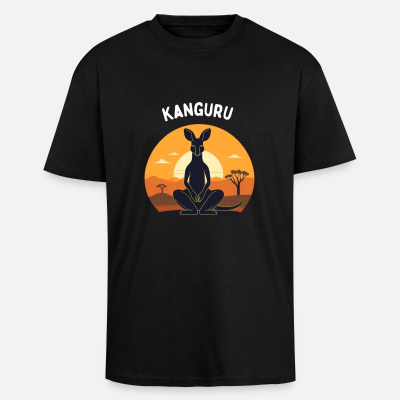 Kanguru - Oversized Heavyweight Unisex T-Shirt - Schwarz