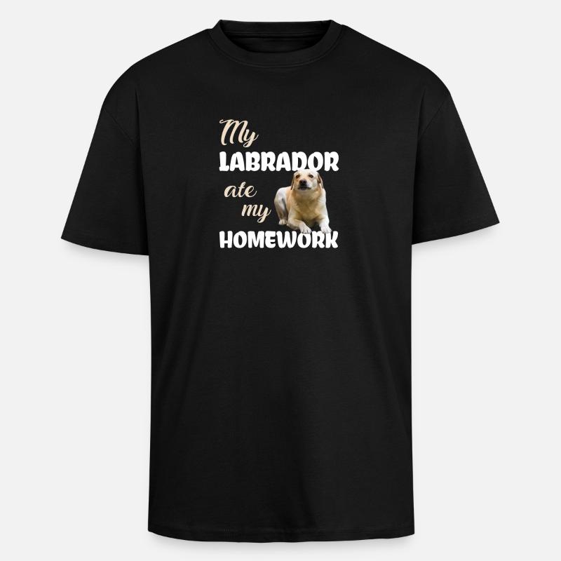 Labrador Homework - Unisex Oversized Heavyweight T-shirt - black