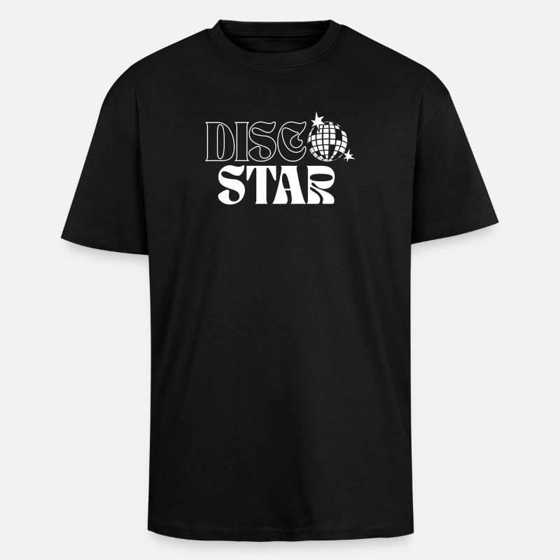 Retro Disco Stars Pattern - Unisex Oversized Heavyweight T-shirt - black