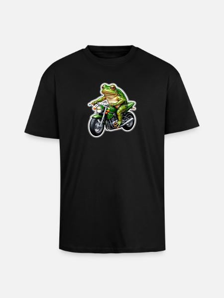 Frog on motorcycle - Unisex Oversized Heavyweight T-shirt - black