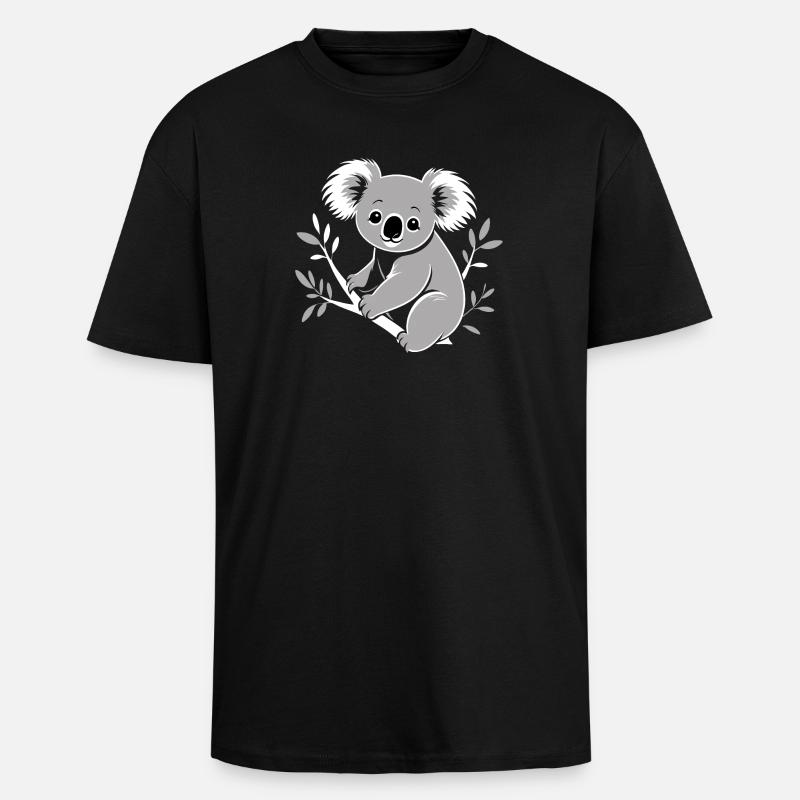 Koala - Oversized Heavyweight Unisex T-Shirt - Schwarz