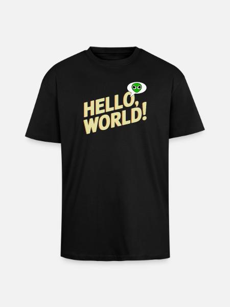 Verspieltes Alien Hello World Design - Oversized Heavyweight Unisex T-Shirt - Schwarz