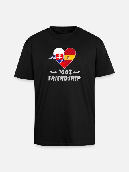 Slowakei und Spanien 100% Freundschaft - Oversized Heavyweight Unisex T-Shirt - Schwarz