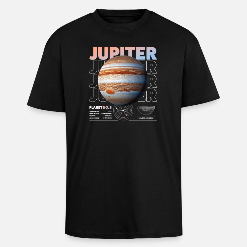 Jupiter details - Oversized Heavyweight Unisex T-Shirt - Schwarz