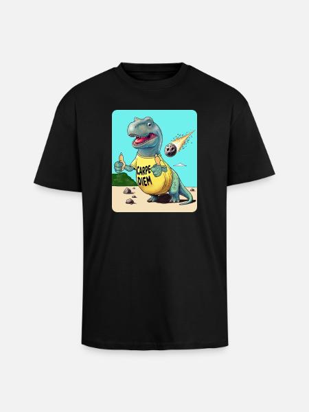 Carpe Diem Dinosaur - Unisex Oversized Heavyweight T-shirt - black