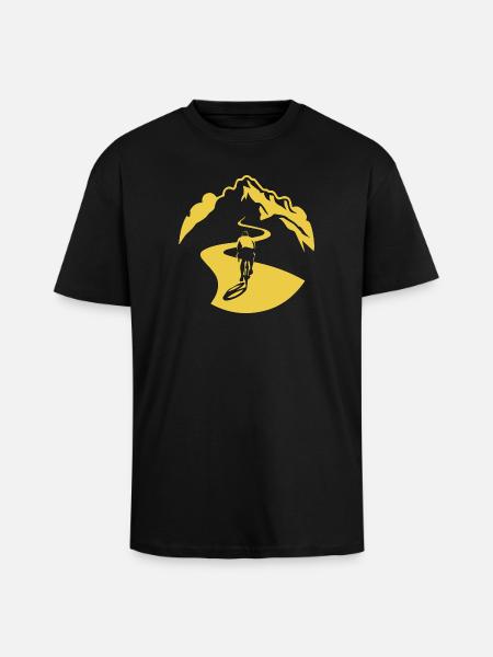 Cyclist on Mountain Road - Unisex Oversized Heavyweight T-shirt - black