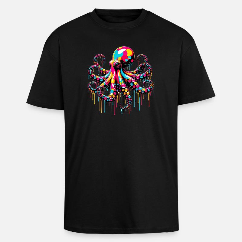 Octopus - Unisex Oversized Heavyweight T-shirt - black