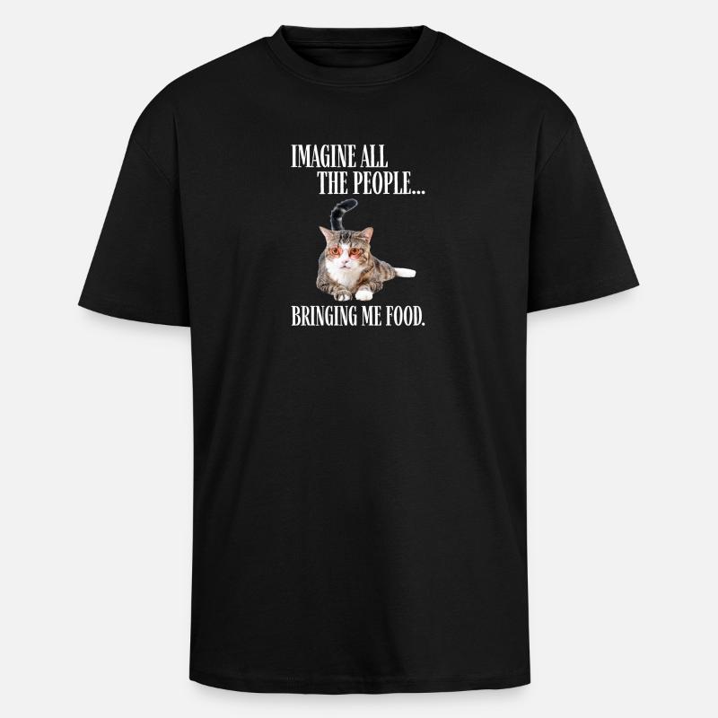 Katze mit Brille - Oversized Heavyweight Unisex T-Shirt - Schwarz