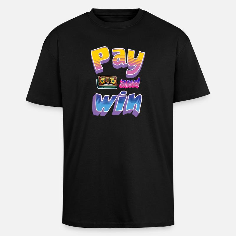 Play and Win Retro Design - Oversized Heavyweight Unisex T-Shirt - Schwarz