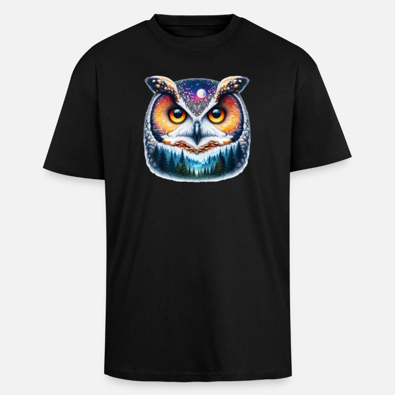 Eule - Oversized Heavyweight Unisex T-Shirt - Schwarz