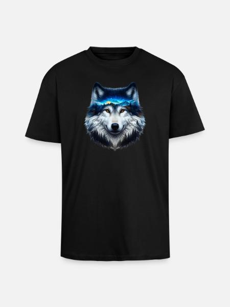 Wolf - Oversized Heavyweight Unisex T-Shirt - Schwarz