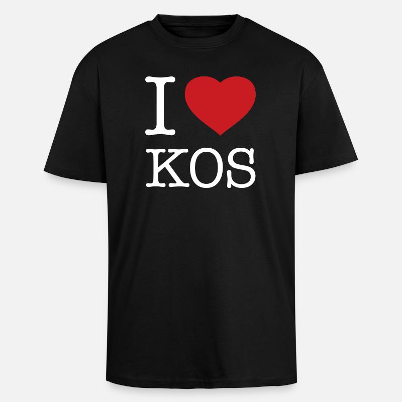 J’AIME KOS Grèce Griechenland - T-shirt unisexe oversize épais - noir