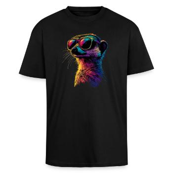 Erdmännchen Sonnenbrille Bunt Süßes Erdmännchen - Oversized Heavyweight Unisex T-Shirt - Schwarz - Vorne - Alina (178cm) & Michal (187cm)