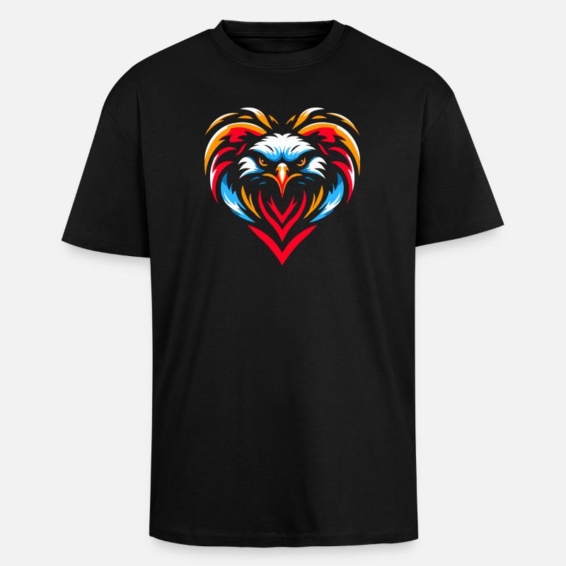 Greifvogel im Herzen - Oversized Heavyweight Unisex T-Shirt - Schwarz