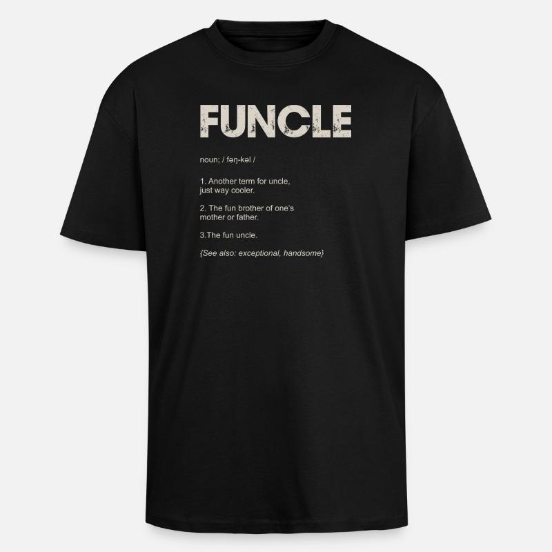Foncle Typography Tee Design - T-shirt unisexe oversize épais - noir