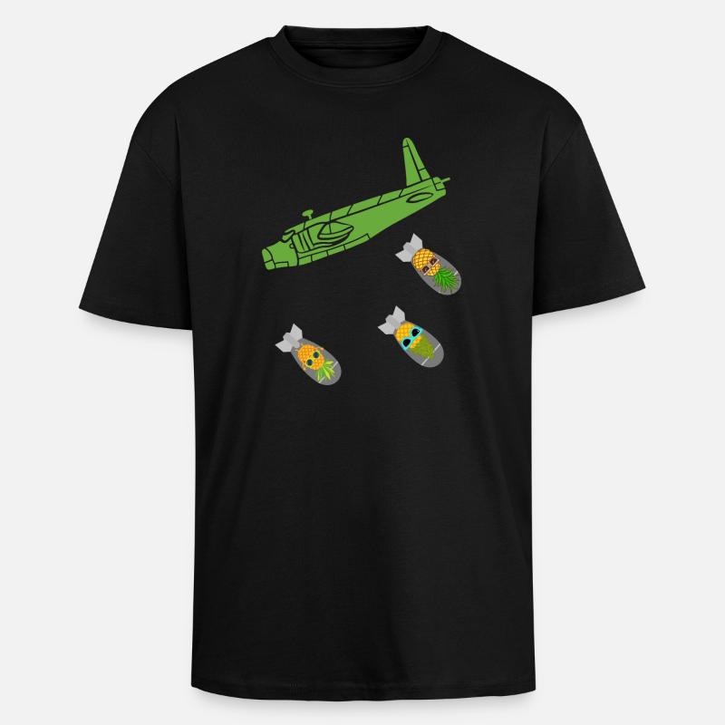 Green Pineapple Bomb Flugzeug - Oversized Heavyweight Unisex T-Shirt - Schwarz