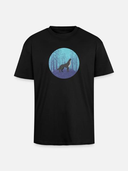 Wolf im Mondwald - Oversized Heavyweight Unisex T-Shirt - Schwarz