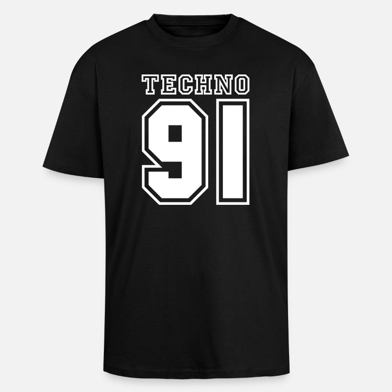TECHNO 91 - T-shirt unisexe oversize épais - noir
