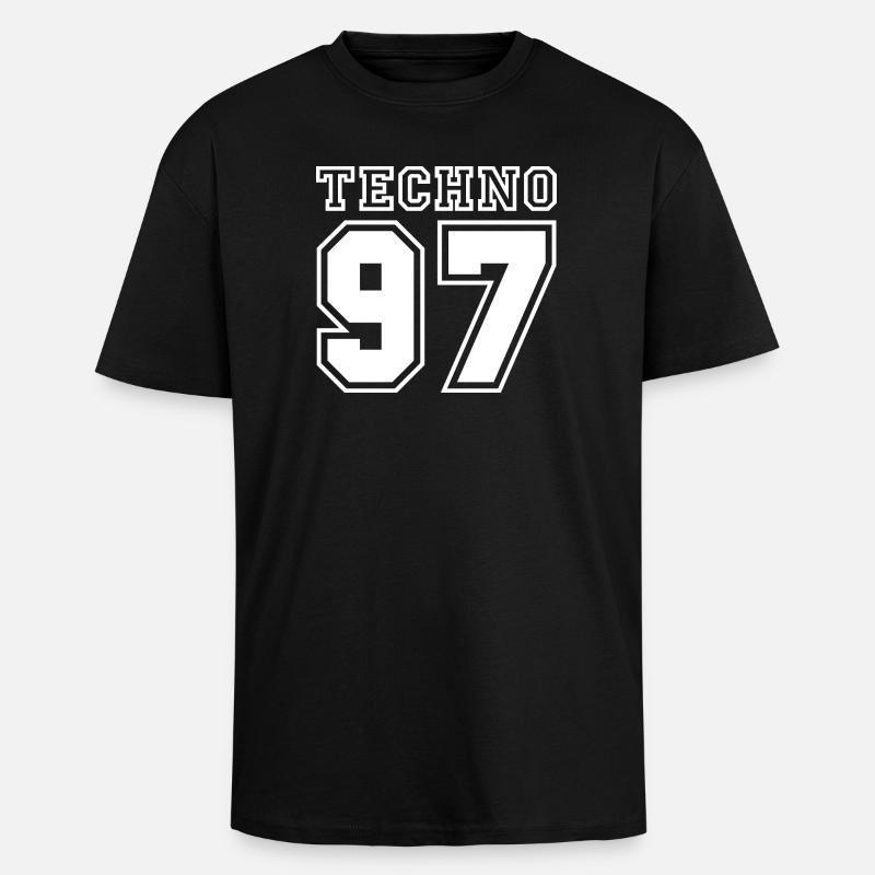 TECHNO 97 - Oversized Heavyweight Unisex T-Shirt - Schwarz