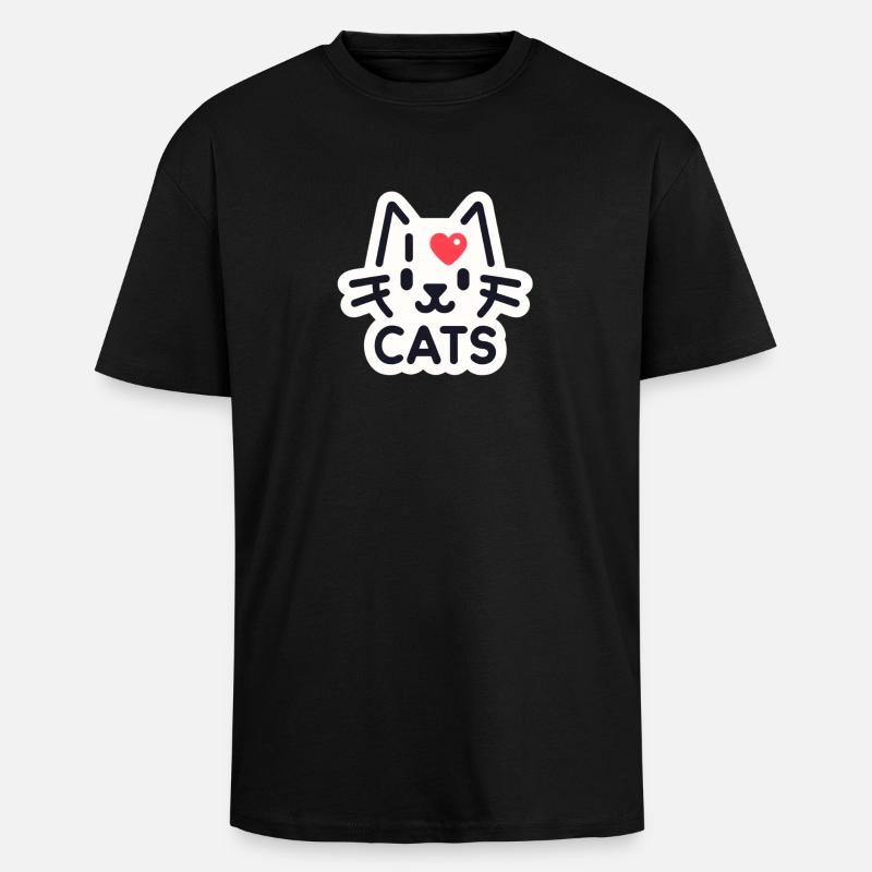 Sjarmerende kattekjærlighet - Unisex oversized t-skjorte i kraftig kvalitet - svart