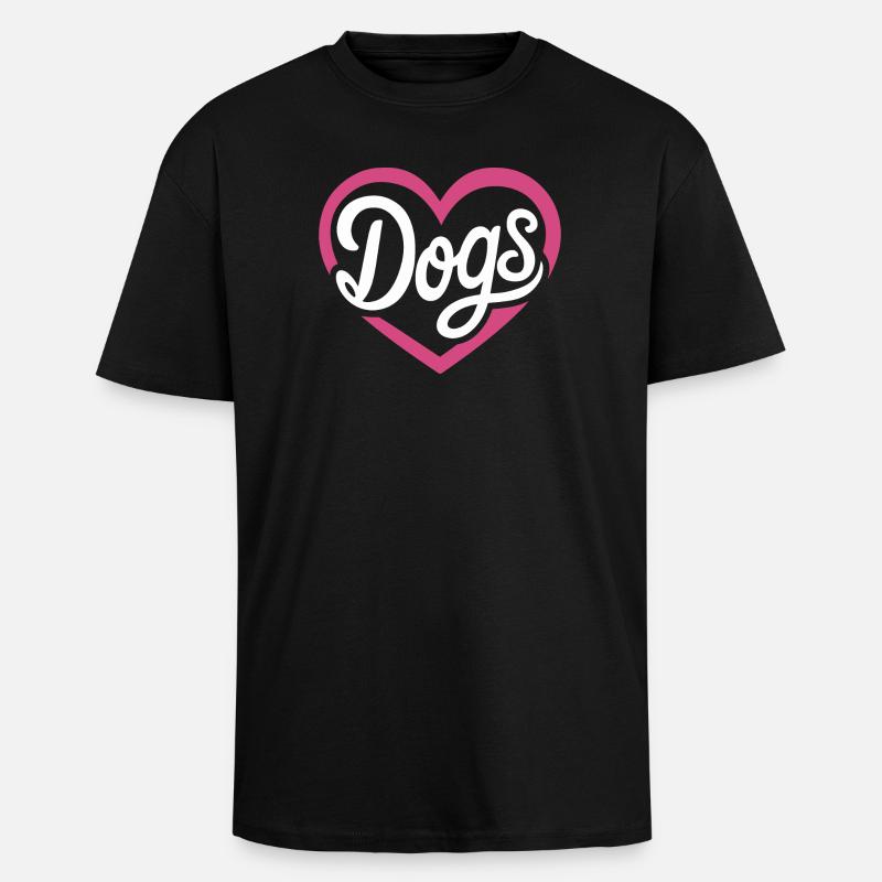 Liebe Hunde - Oversized Heavyweight Unisex T-Shirt - Schwarz