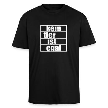 Kein Tier Ist Egal Pro Vegan Vegetarier Tierschutz - Oversized Heavyweight Unisex T-Shirt - Schwarz - Vorne - Alina (178cm) & Michal (187cm)