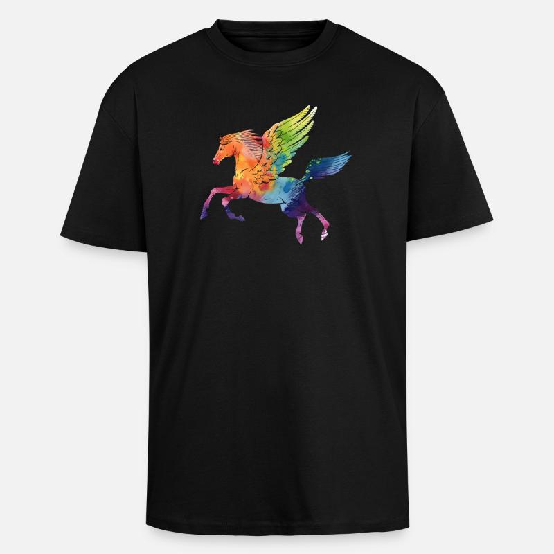 Pegasus - Oversized Heavyweight Unisex T-Shirt - Schwarz