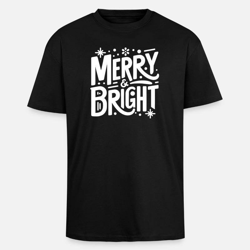 Merry & Bright Handlettering - Oversized Heavyweight Unisex T-Shirt - Schwarz