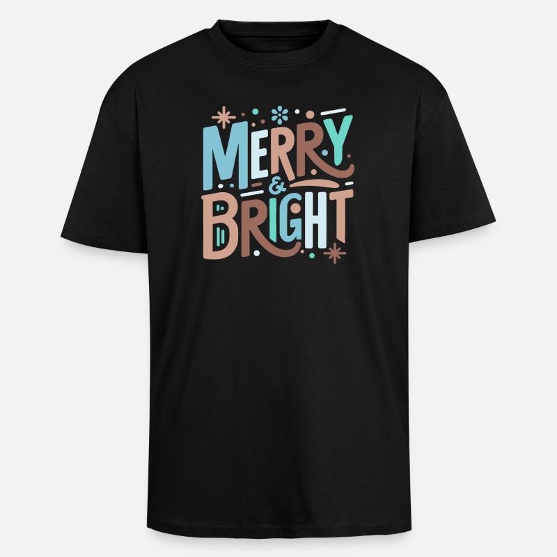 Merry & Bright Festive Typography - Oversized Heavyweight Unisex T-Shirt - Schwarz