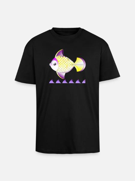 Golgener Fisch - Oversized Heavyweight Unisex T-Shirt - Schwarz