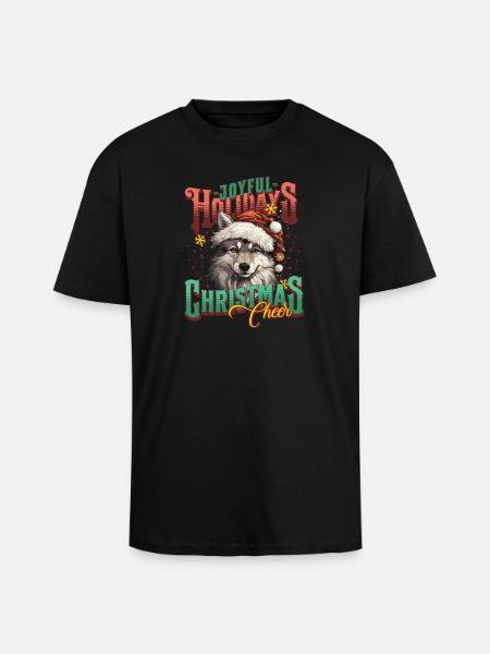 Christmas Wolf - Unisex Oversized Heavyweight T-shirt - black