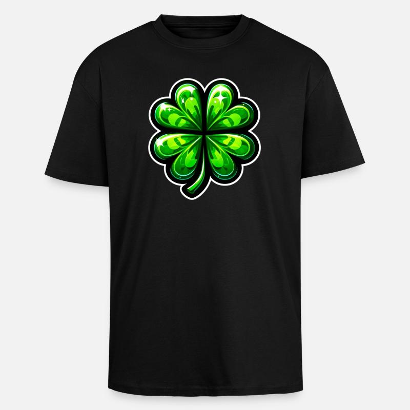 Vierblättriges Kleeblatt - Oversized Heavyweight Unisex T-Shirt - Schwarz