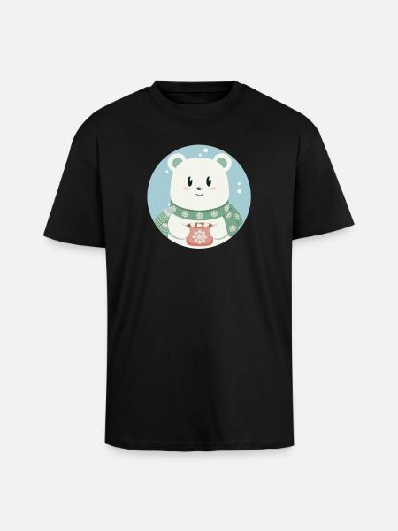 Cute polar bear in Christmas spirit - Unisex Oversized Heavyweight T-shirt - black