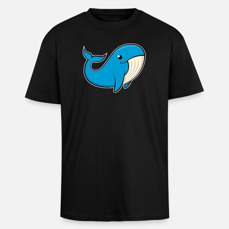 Image joyeuse d’une baleine bleue - T-shirt unisexe oversize épais - noir