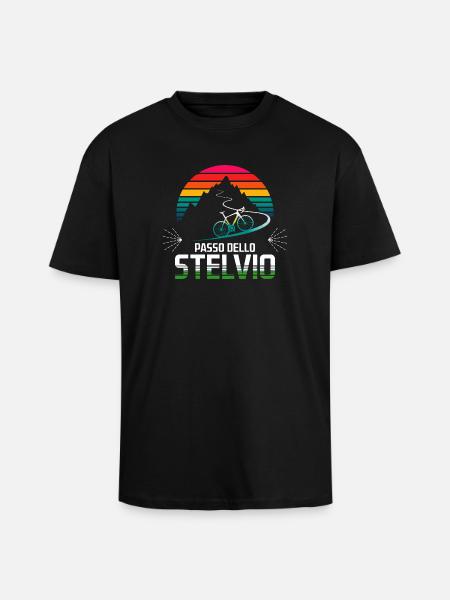Passo delle Stelvio Cycling Design - Unisex Oversized Heavyweight T-shirt - black