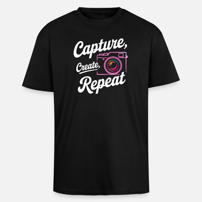 Capture Create Repeat - Unisex Oversized Heavyweight T-shirt - black