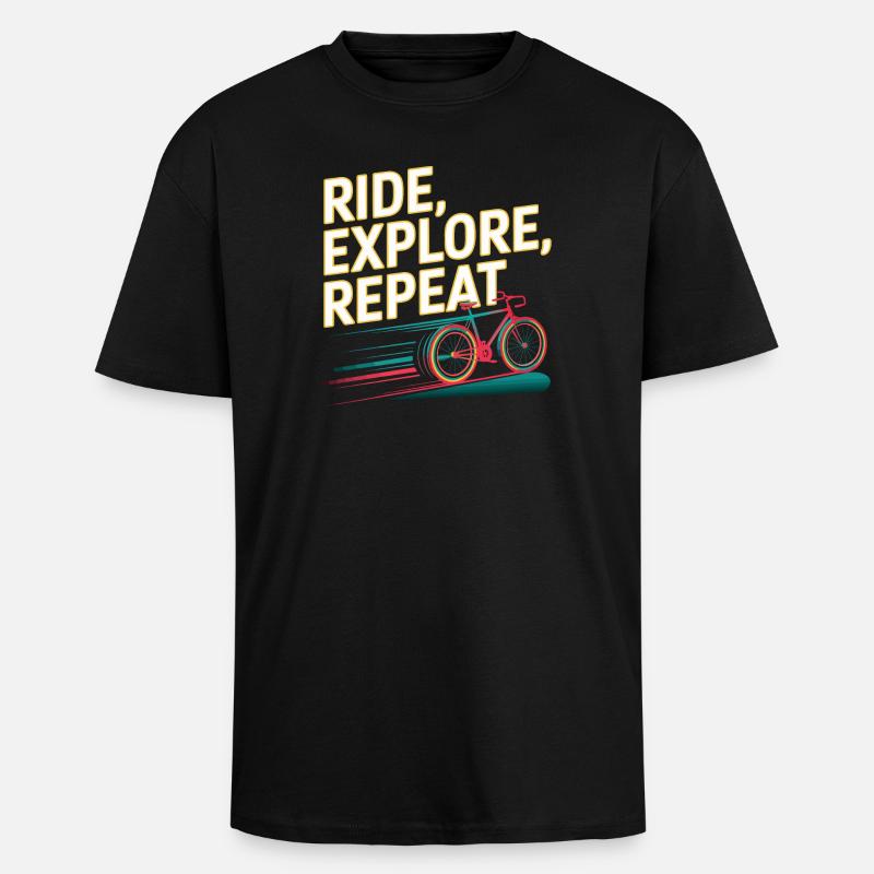 Ride Explore Repeat - Unisex Oversized Heavyweight T-shirt - black
