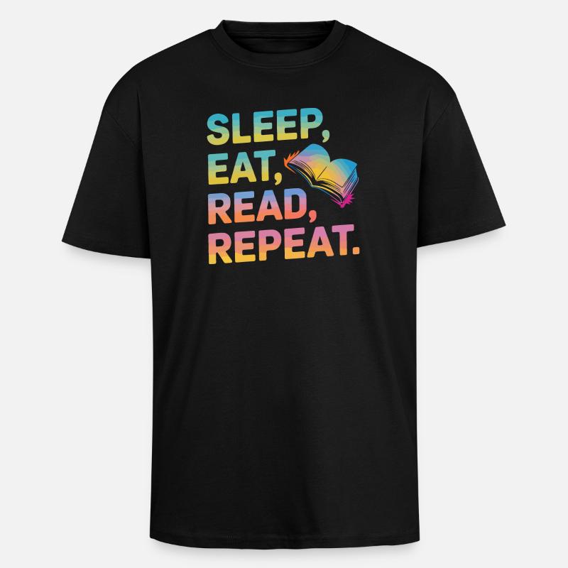 Sleep Eat Read Repeat - Unisex Oversized Heavyweight T-shirt - black
