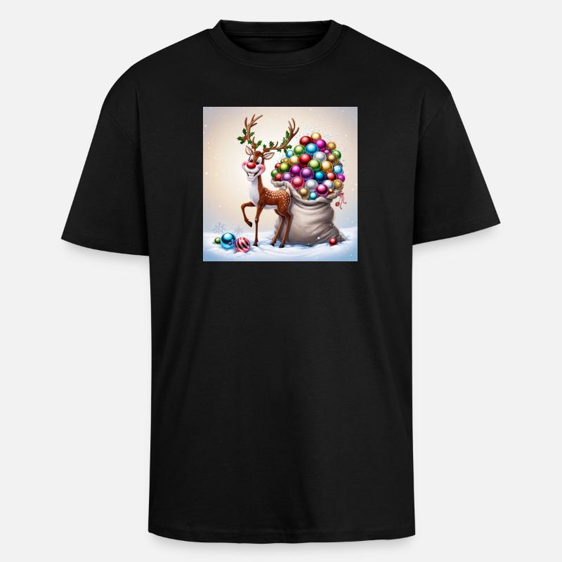 Süßes Rentier - Oversized Heavyweight Unisex T-Shirt - Schwarz