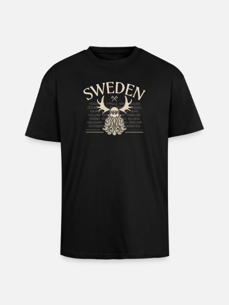 Sweden - Viking Beard - Mosses - Unisex Oversized Heavyweight T-shirt - black