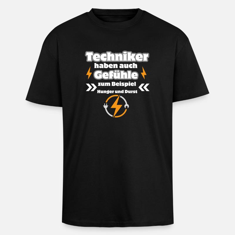 Techniker Gefühle - Oversized Heavyweight Unisex T-Shirt - Schwarz