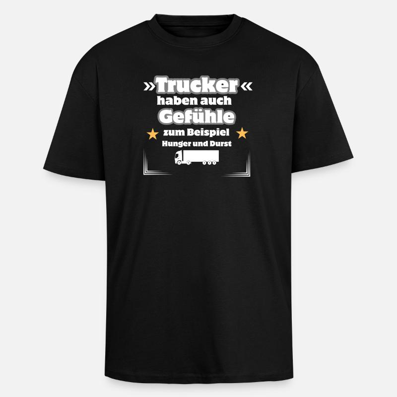 Trucker Gefühle - Oversized Heavyweight Unisex T-Shirt - Schwarz