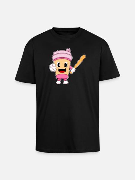 Coffee Baseball Baseball Bat - Unisex Oversized Heavyweight T-shirt - black