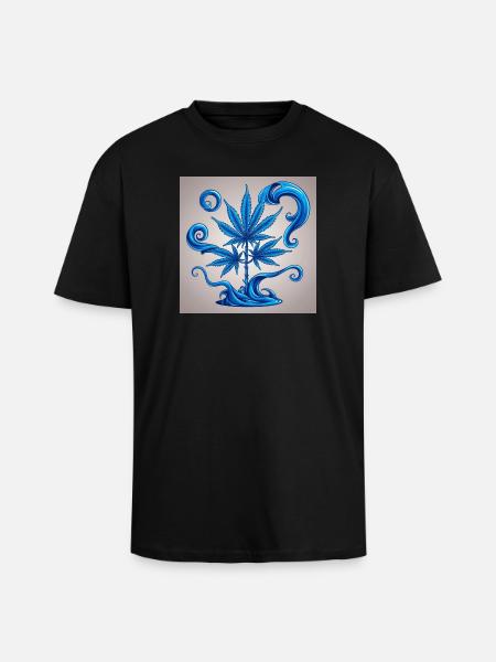 Blauer Hanfbaum mit Wasserdesign - Oversized Heavyweight Unisex T-Shirt - Schwarz