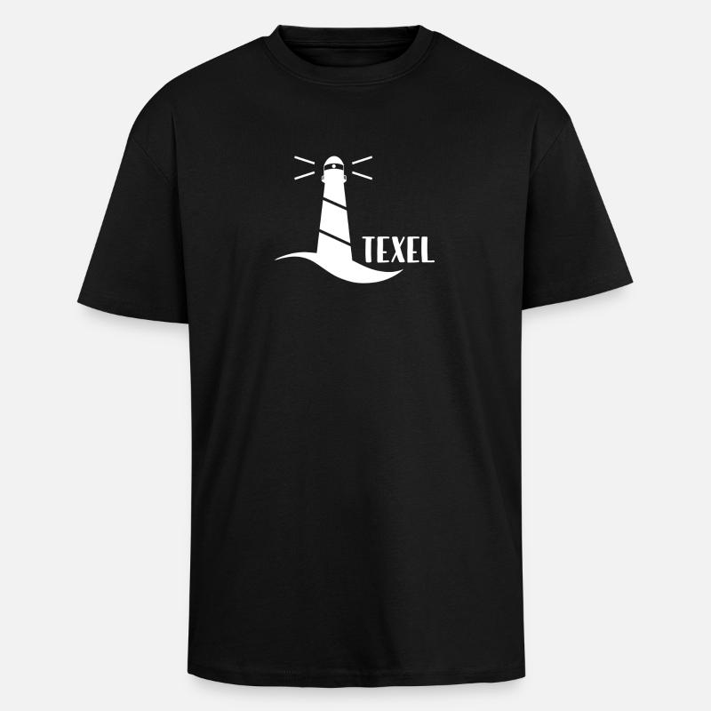 Phare Texel (blanc) - T-shirt unisexe oversize épais - noir